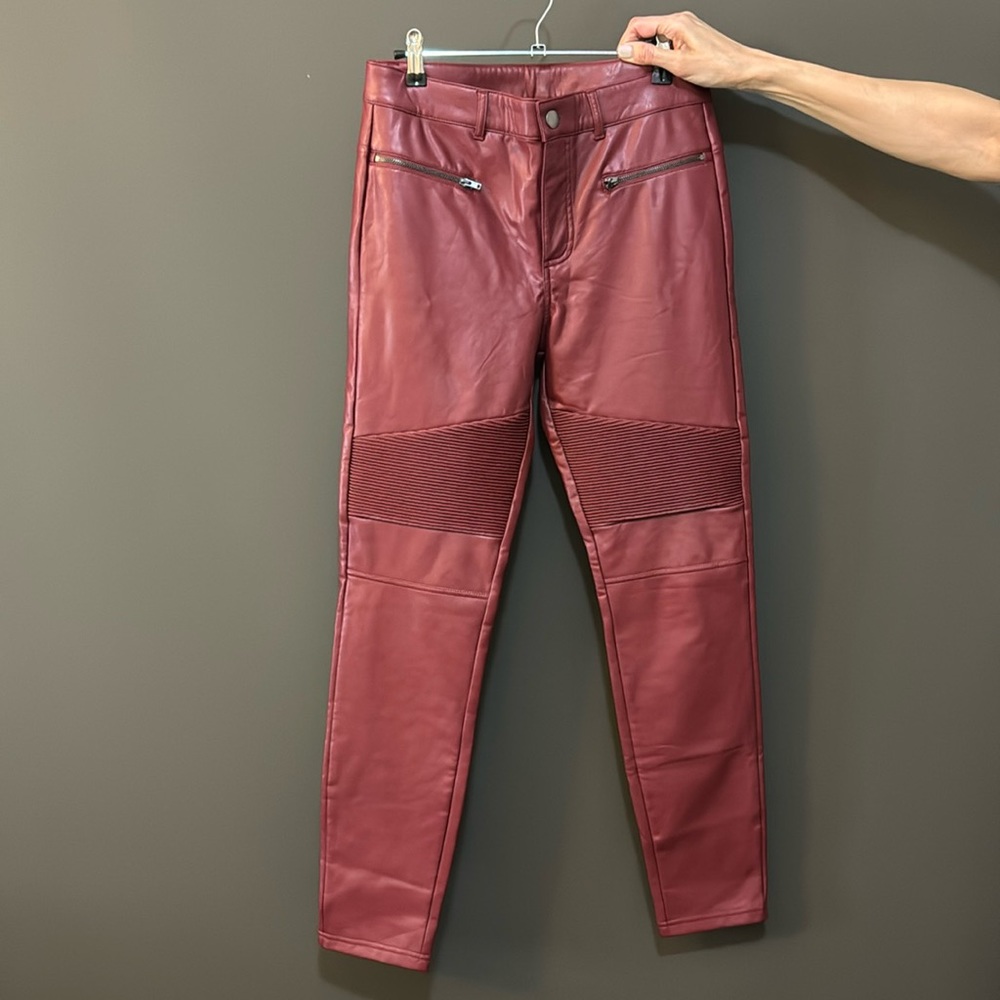 Red leather pants